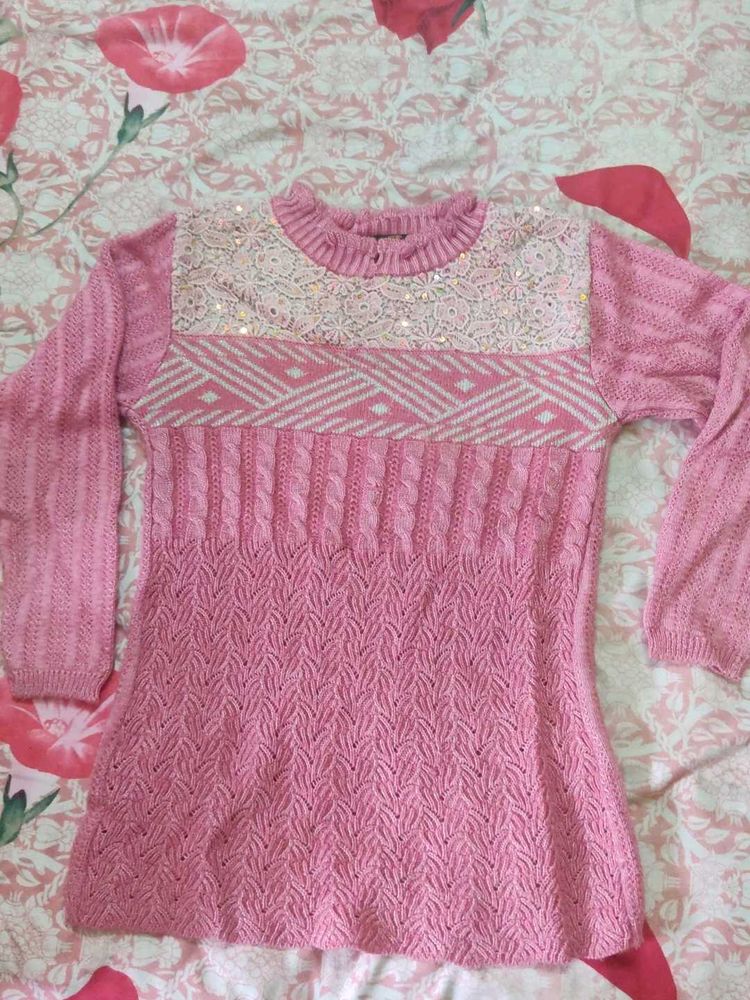Pink Knit Sweater with Sequins