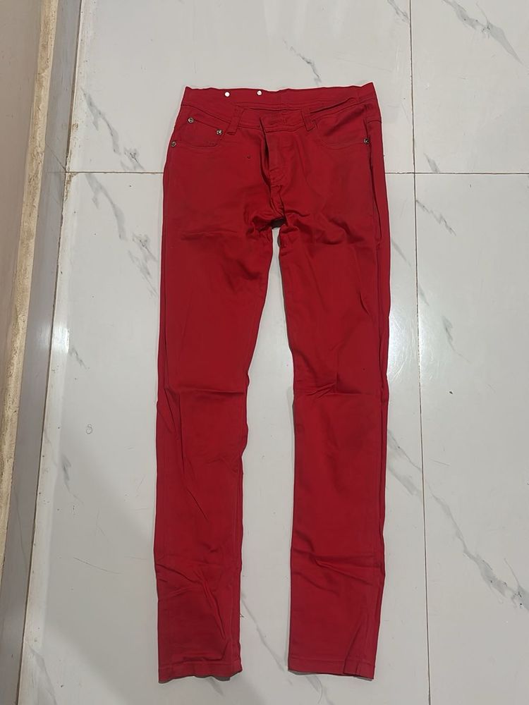 Red Slim Fit Pants