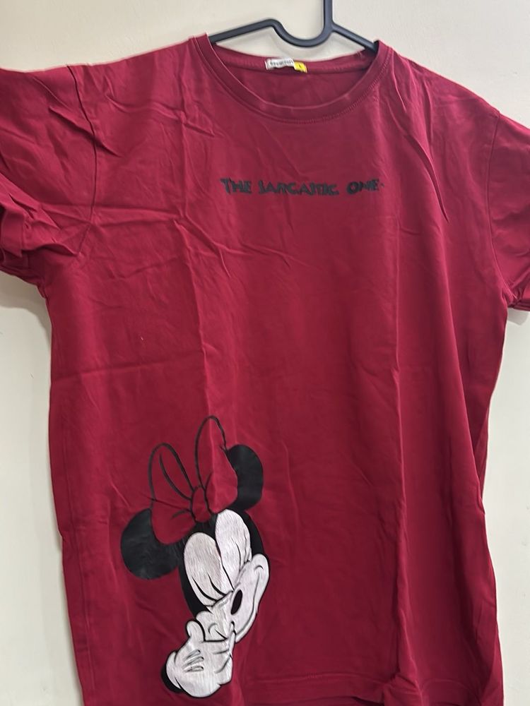 Maroon Minnie Mouse Graphic T-Shirt