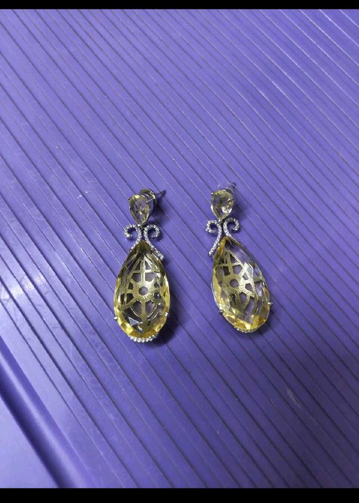 Combo of citrine Earrings and turquoise ring