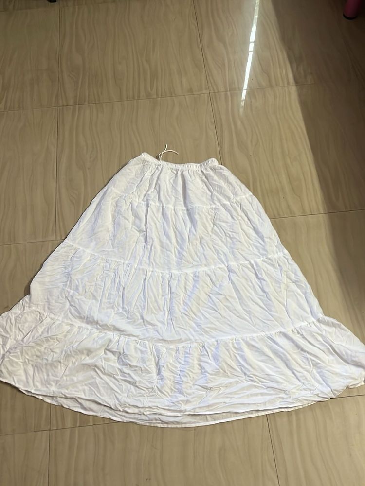 White Tiered Maxi Skirt