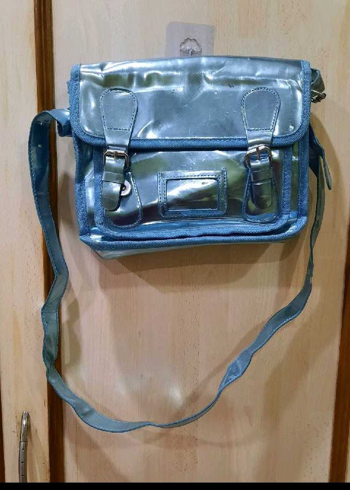 Shiny Blue Crossbody Bag