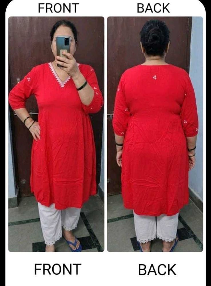 embroidery red frock cotton dress white pant