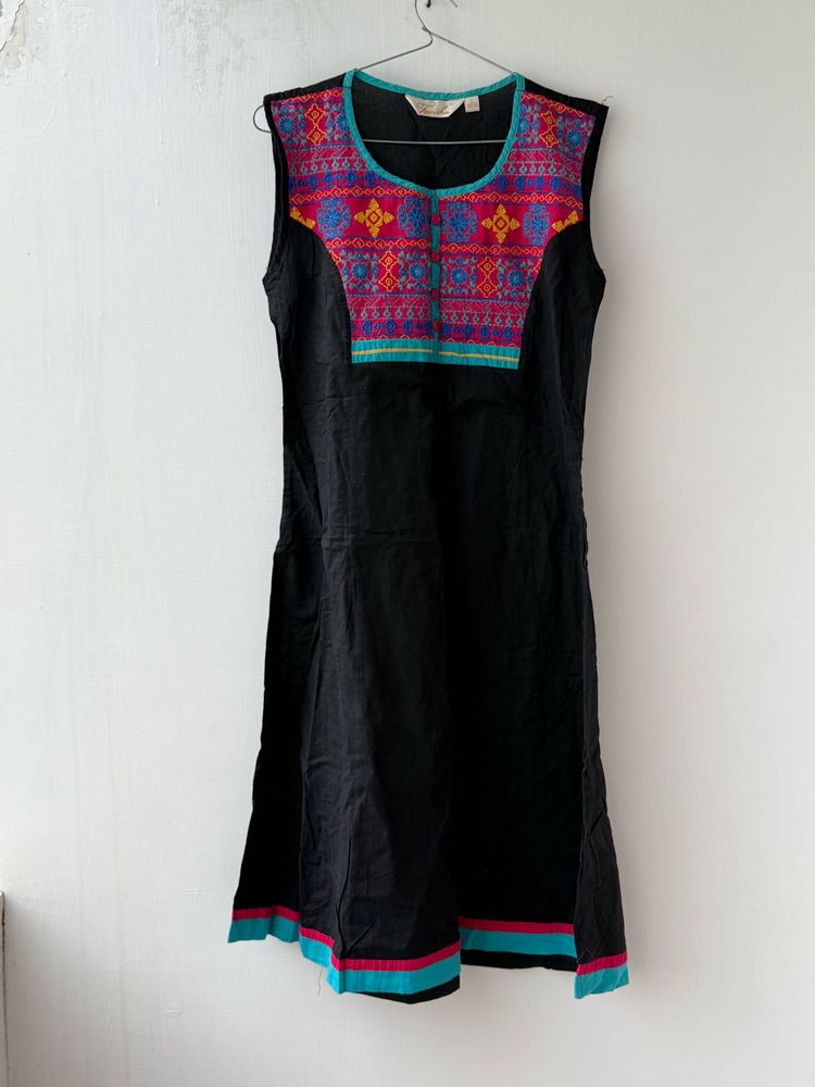IMPORTED Black TOP with Colorful Embroidery