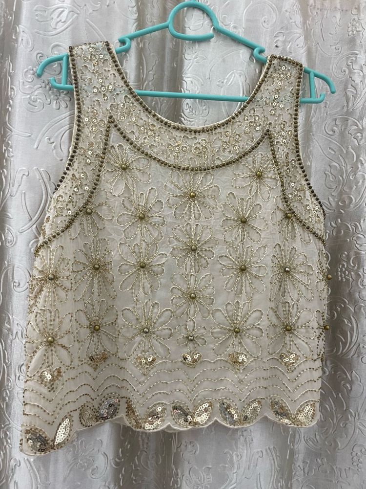 y2k Embellished Beaded Floral Blouse