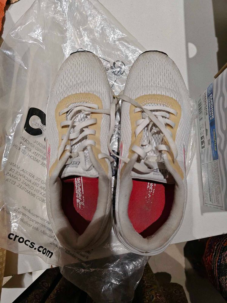 Women's White &amp; Yellow Sneakers