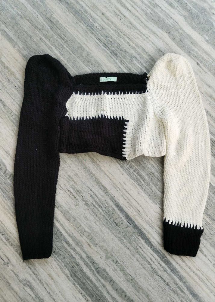 Black &amp; White Knit Sweater cruella inspired