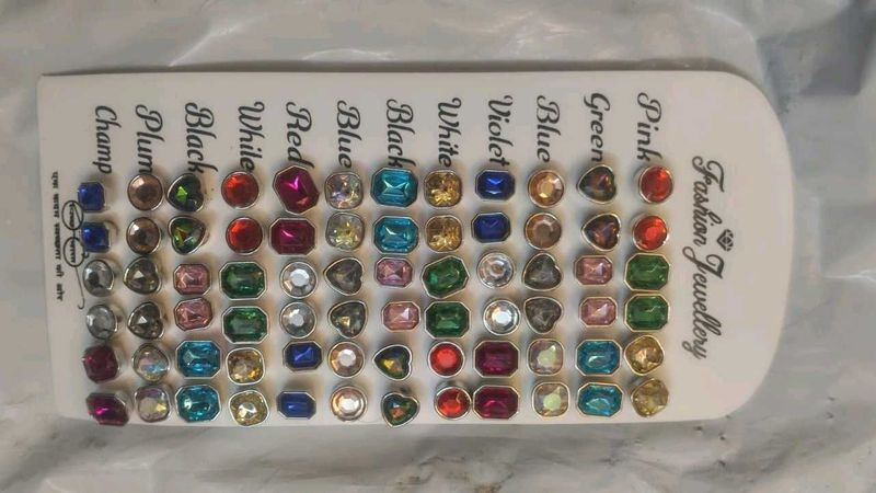 Sparkling Gemstone Stud Earrings Set