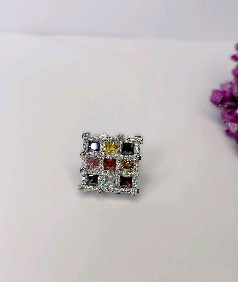 Navratan Ring Pure Silver 925