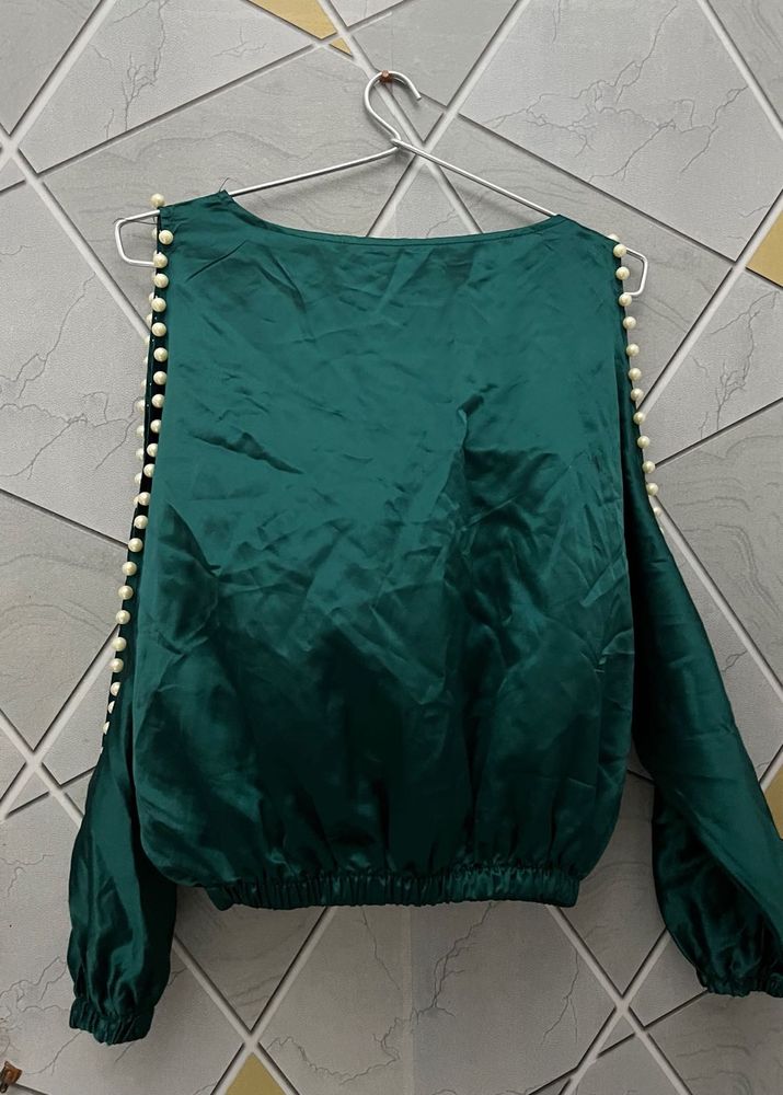 Emerald Green Pearl Blouse