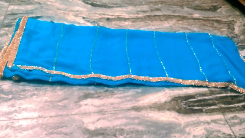 Vibrant Blue Saree with Sequins