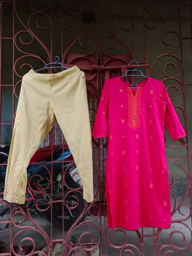 Embroidered Dobby Kurta With Pant