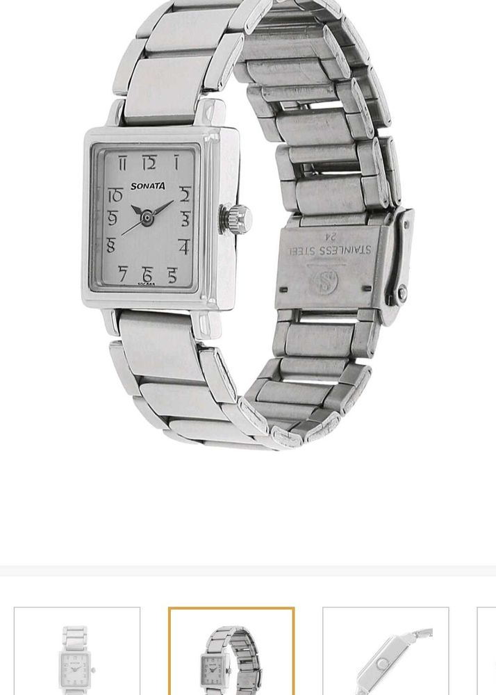 "Sonata" Silver Square Dial Watch
