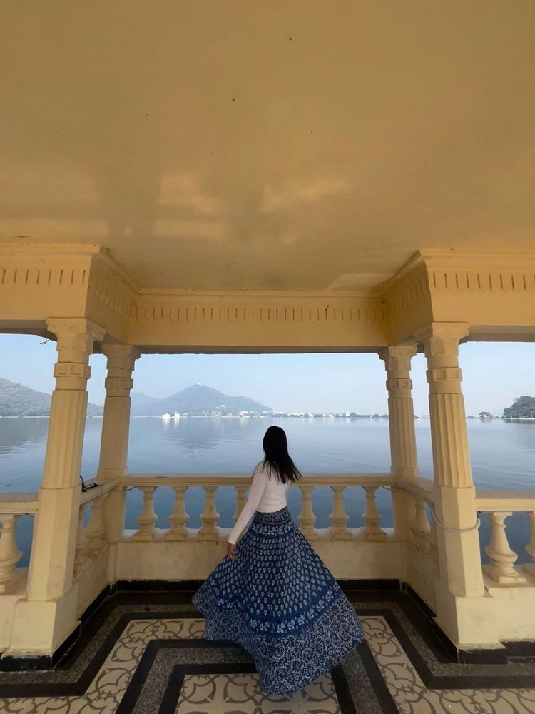 Elegant Blue Patterned Skirt