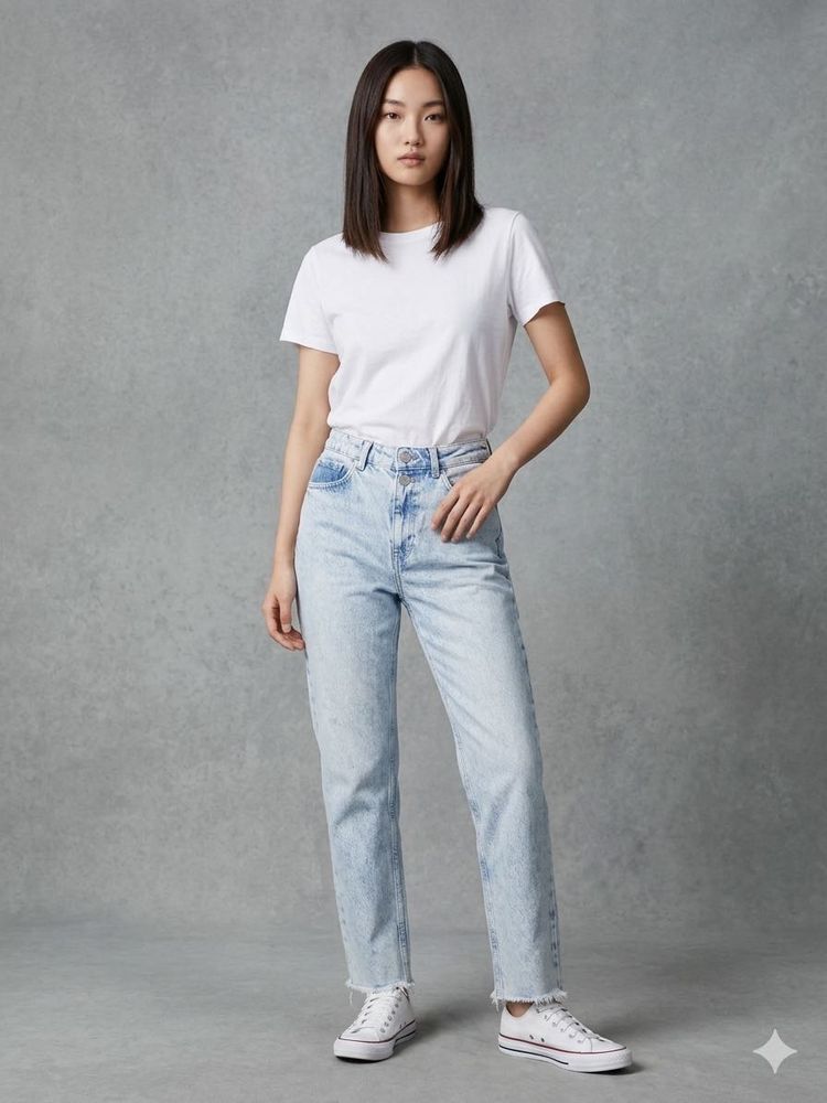 Zara High-Waisted Double Button Acid Wash Jeans