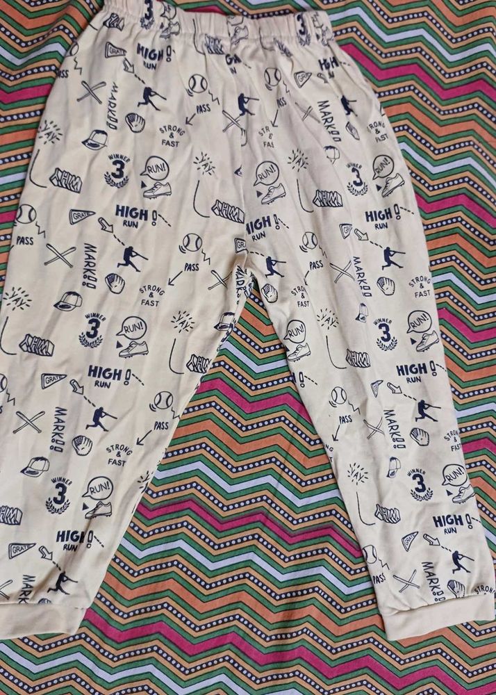 Butter Yellow color Kids Print Pajama Pants