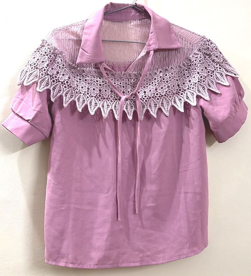 New Stylish Lace Trimmed Top