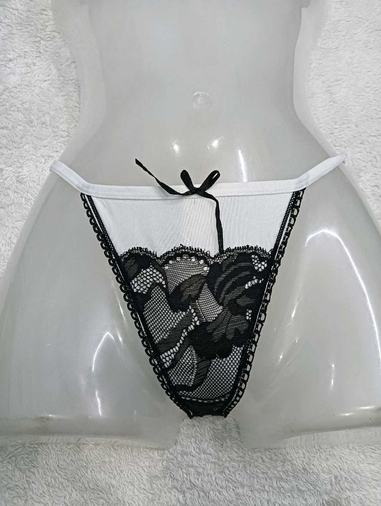 White &amp; Black 🥰Lace Detail Thong