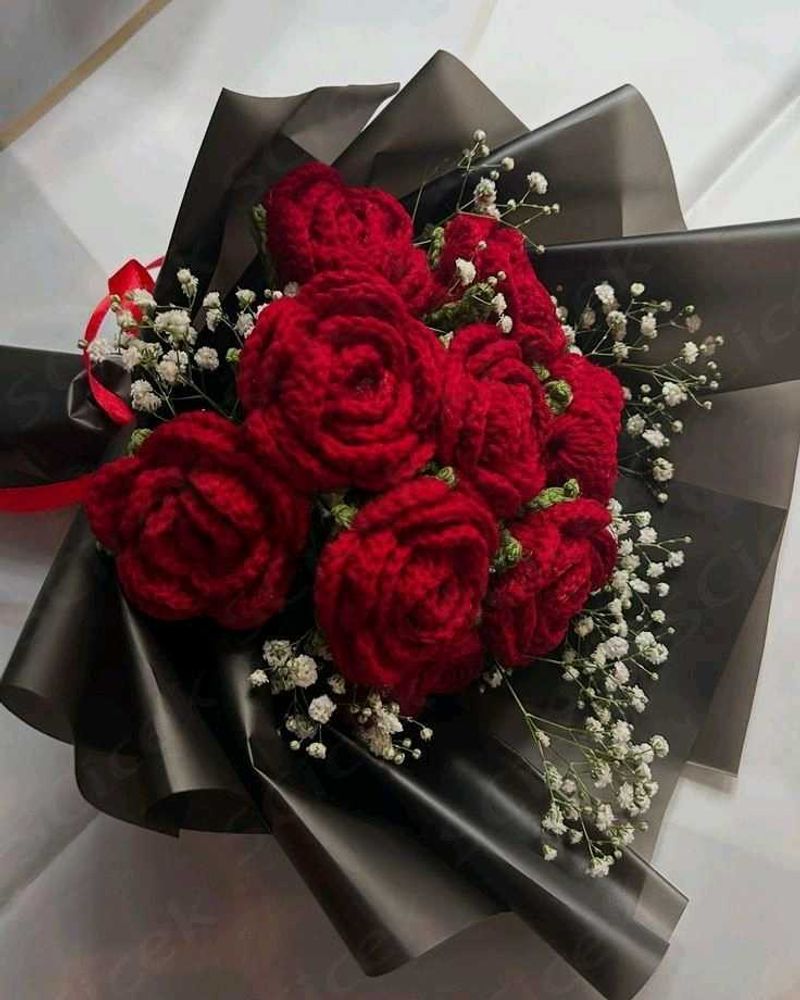 Handmade Crochet Rose Bouquet