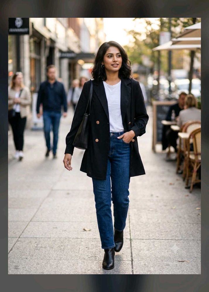 Classic Black Double-Breasted Blazer