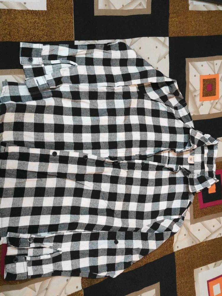Women's Black &amp; White Checked Shirt