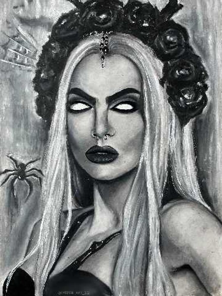 Eerie Charcoal Portrait - Gothic Wall Art