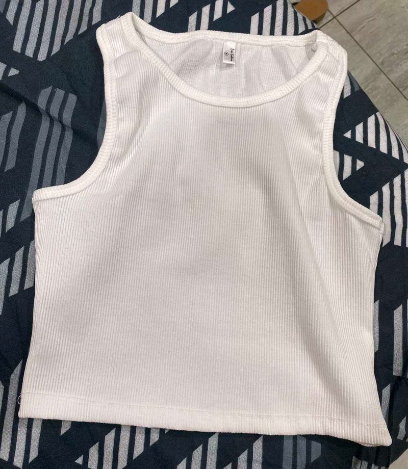White Ribbed Tank Top