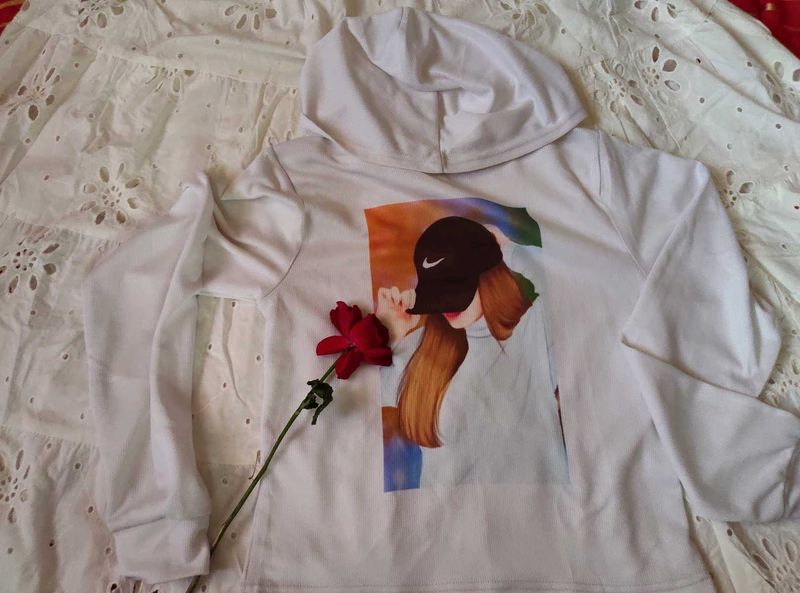 White Hoodie with Graphic Print