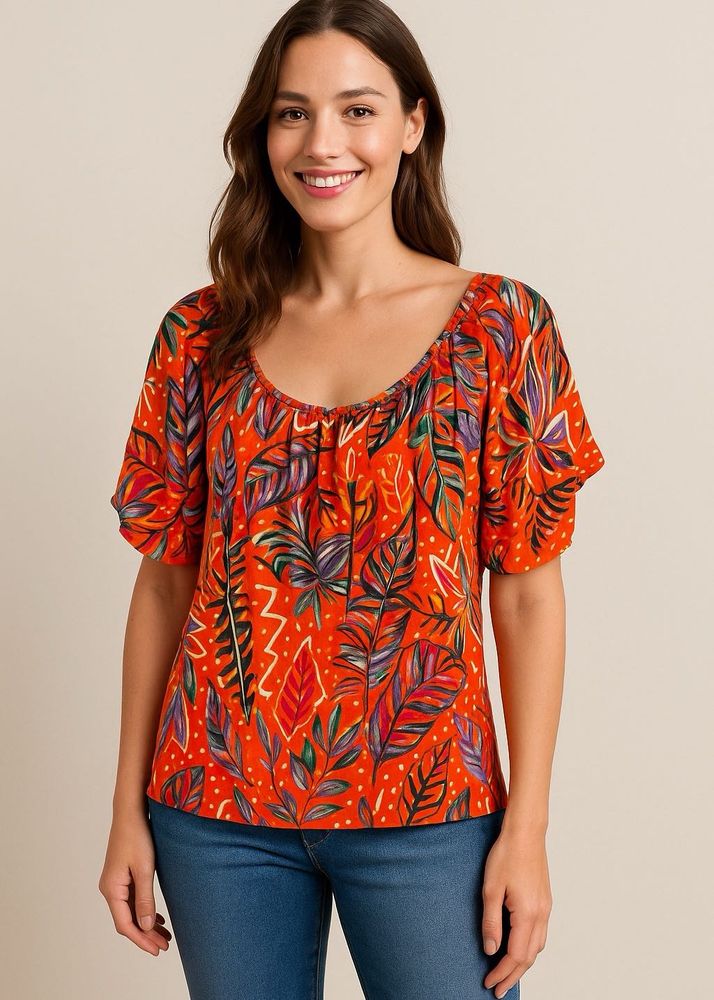 Tropical Plus Size Print Top