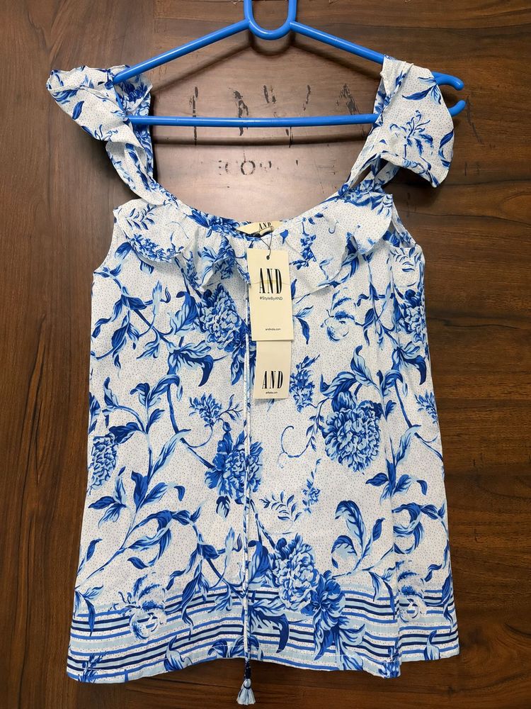 AND Blue &amp; White Floral Top | New with tag