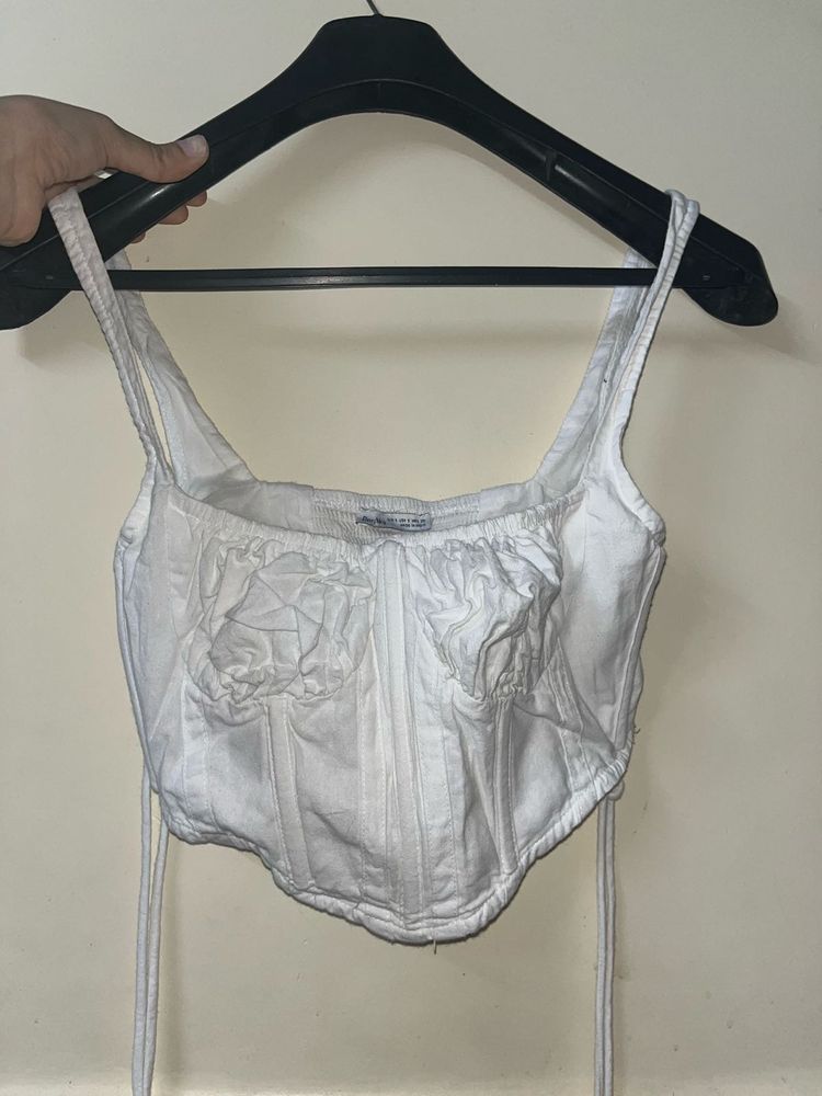 White Corset Crop Top