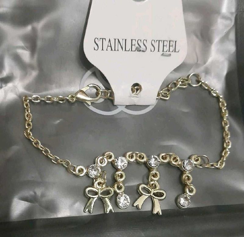 Gold-tone Bow Crystal Bracelet