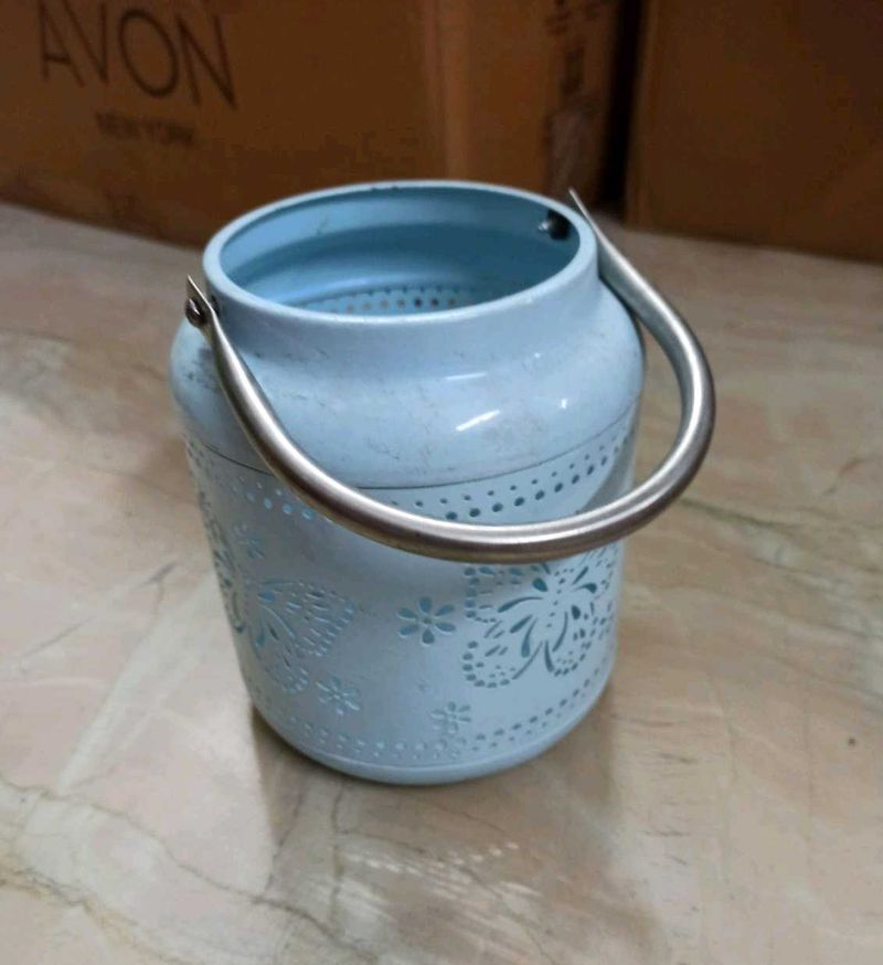 Pastel Blue Cutout Candle Lantern