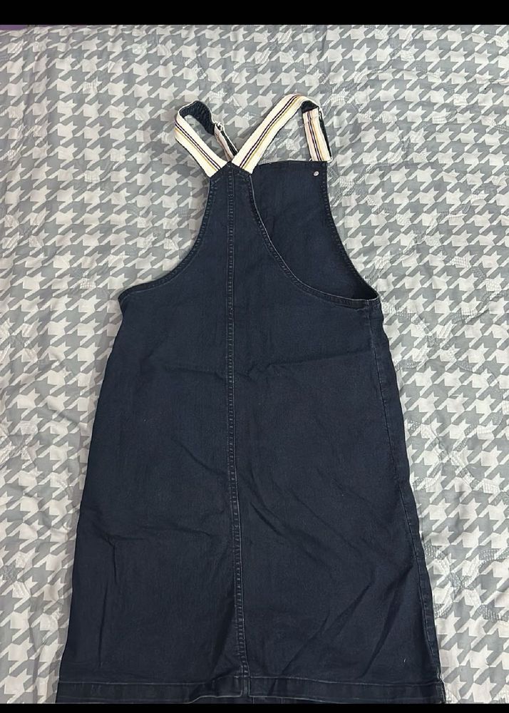 Dark Wash Denim Pinafore Dress