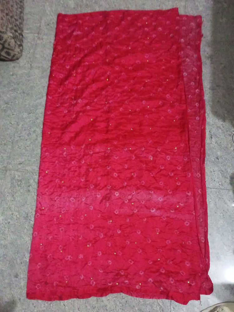 plane red colour dupatta with 9 mtr lace