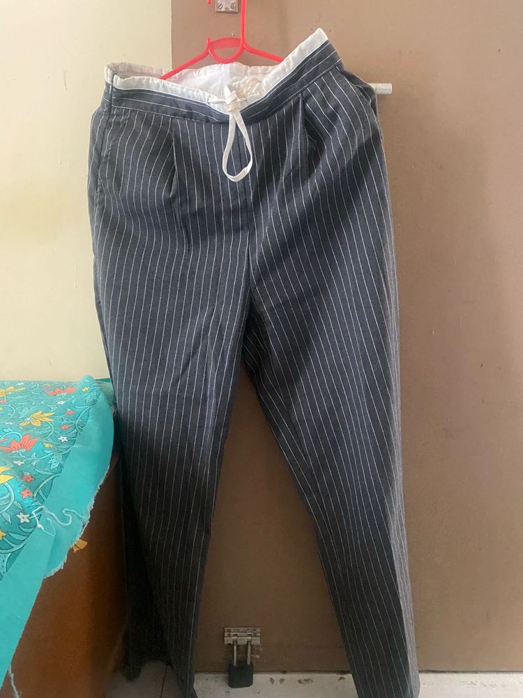 Striped High-Waisted Trousers