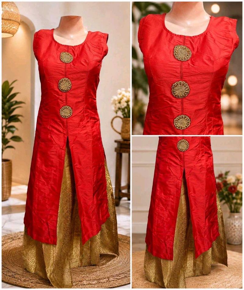 Elegant Red &amp; Gold Lehenga Choli Set
