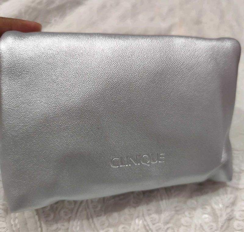 Clinique Silver Fold Over Pouch
