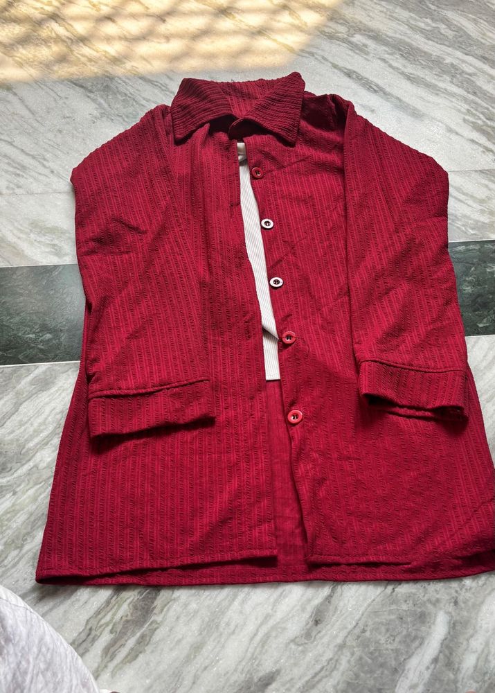 Stylish Red Textured Jacket