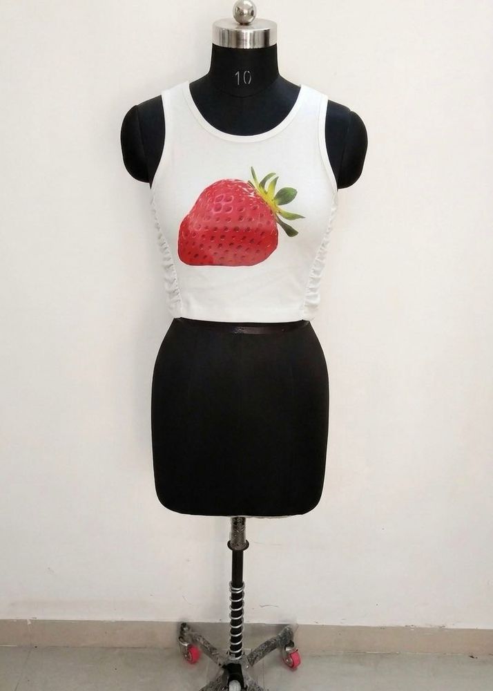 Cute Strawberry Print Crop Top