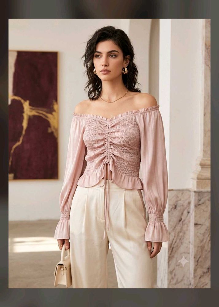 Chic Off-Shoulder Ruched Blouse