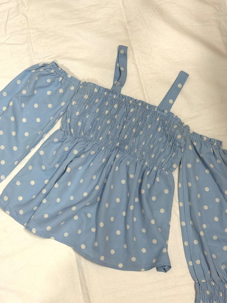 Cute Polka Dot Off-Shoulder Top
