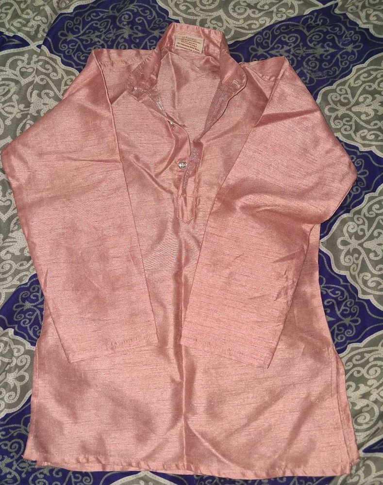Baby Pink boys kurta three piece set