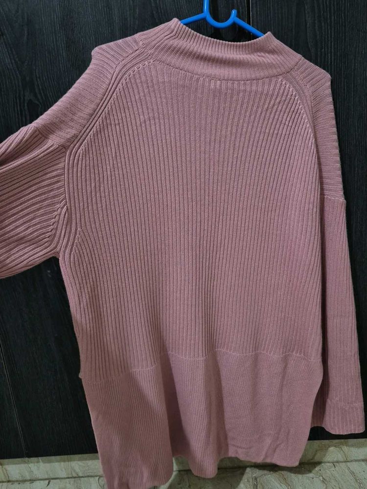 Baby Pink Knit Turtleneck Sweater