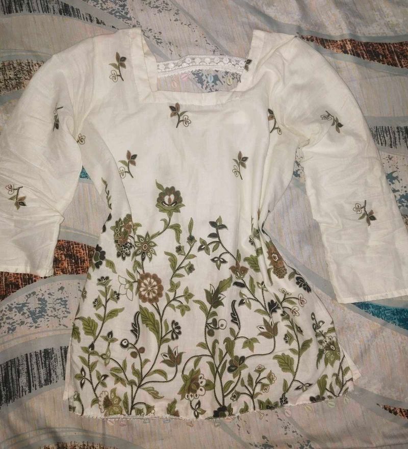 White Embroidered corset kurta