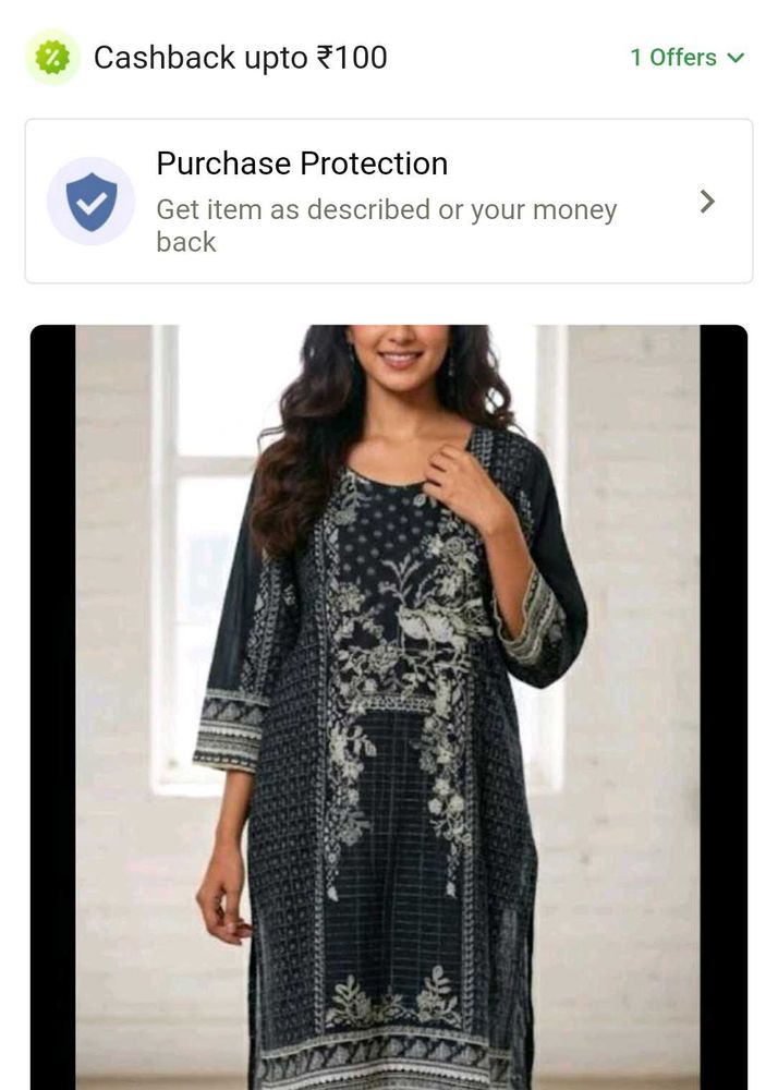 BIBA TO Stylish Black Printed Kurta for Women
