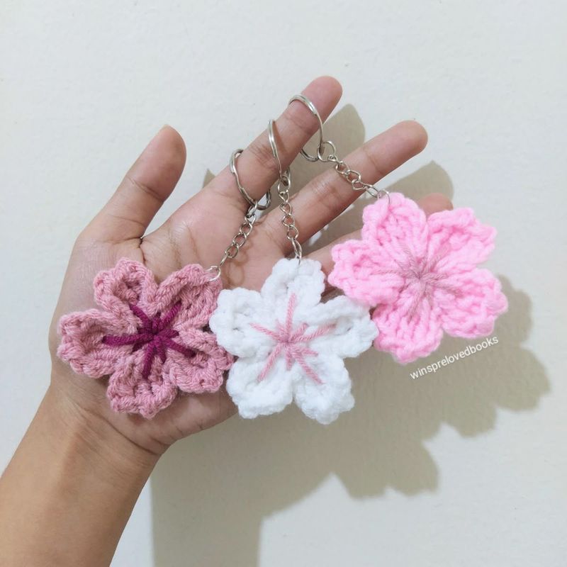 Crocheted Flower Keychains (Set of 1