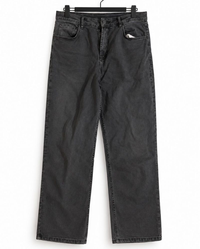 Classic Charcoal Wash Wide Leg Jeans