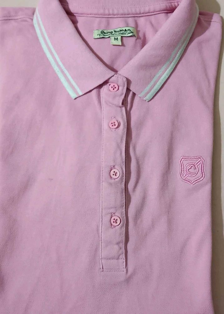 Being Human Pink Polo T-Shirt