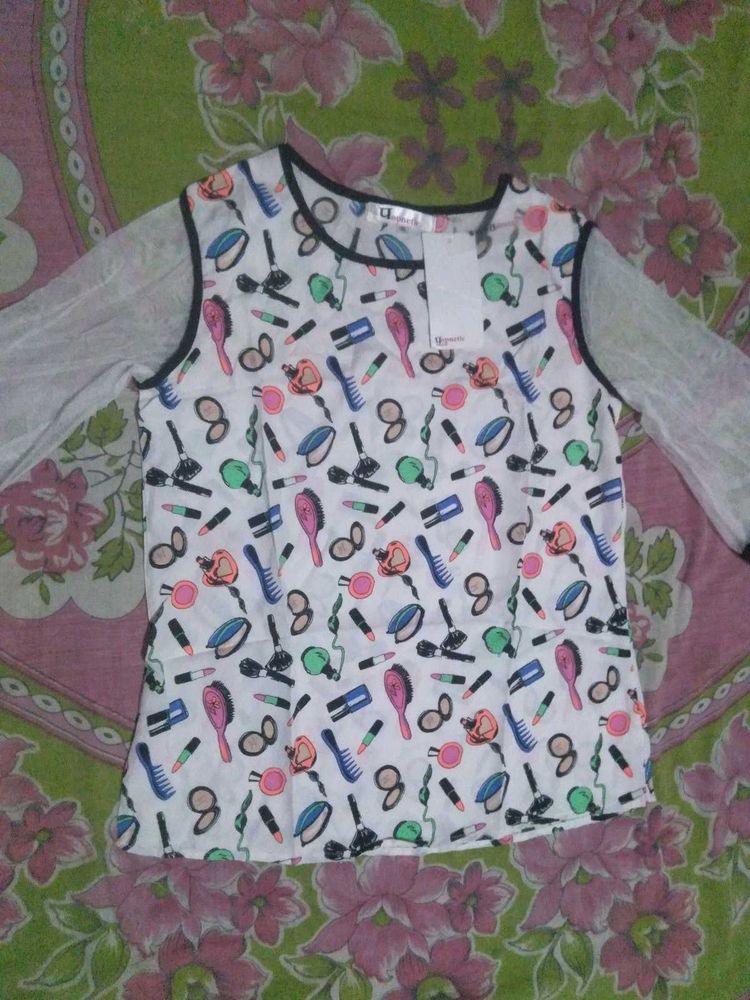 Cute Makeup Print Tunic Top